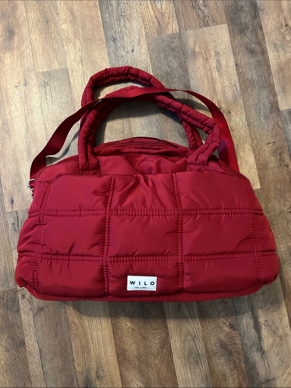 Wilo The Label. Red Quilted puffer Tote Bag